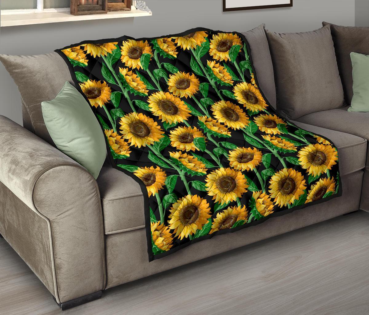 Cartoon Sunflower Pattern Print Quilt-grizzshop