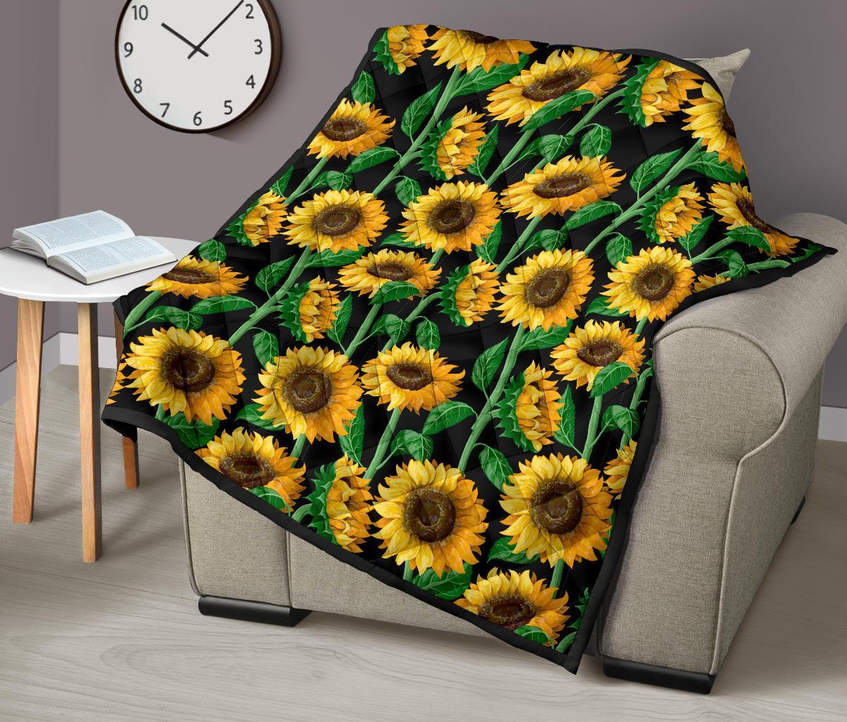 Cartoon Sunflower Pattern Print Quilt-grizzshop