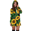 Cartoon Sunflower Pattern Print Women Hoodie Dress-grizzshop