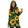 Cartoon Sunflower Pattern Print Women Hoodie Dress-grizzshop