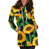 Cartoon Sunflower Pattern Print Women Hoodie Dress-grizzshop