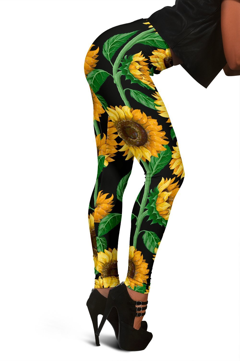 Cartoon Sunflower Pattern Print Women Leggings-grizzshop