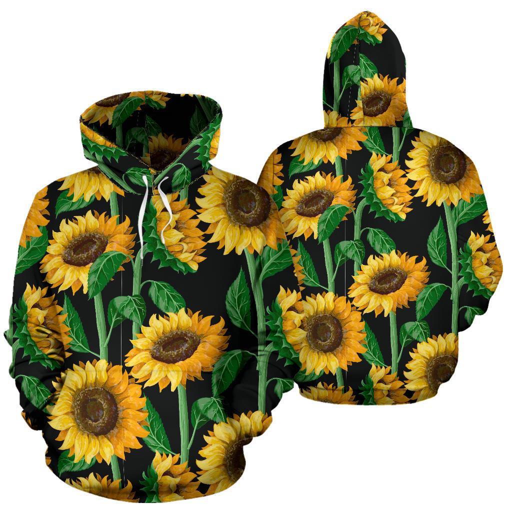 Cartoon Sunflower Pattern Print Women Men Pullover Hoodie-grizzshop