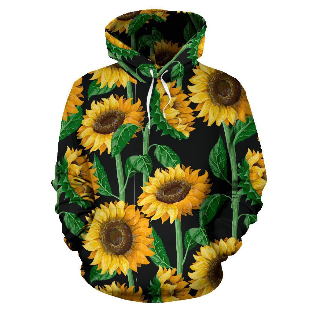 Cartoon Sunflower Pattern Print Women Men Pullover Hoodie-grizzshop