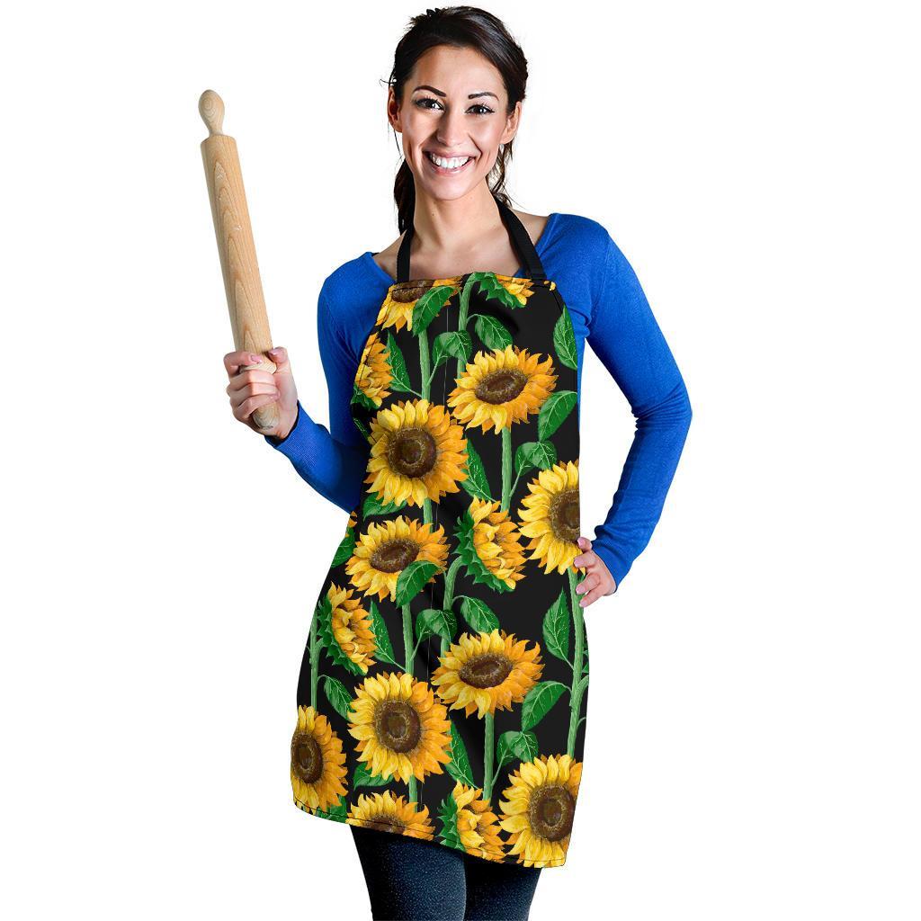 Cartoon Sunflower Pattern Print Women's Apron-grizzshop