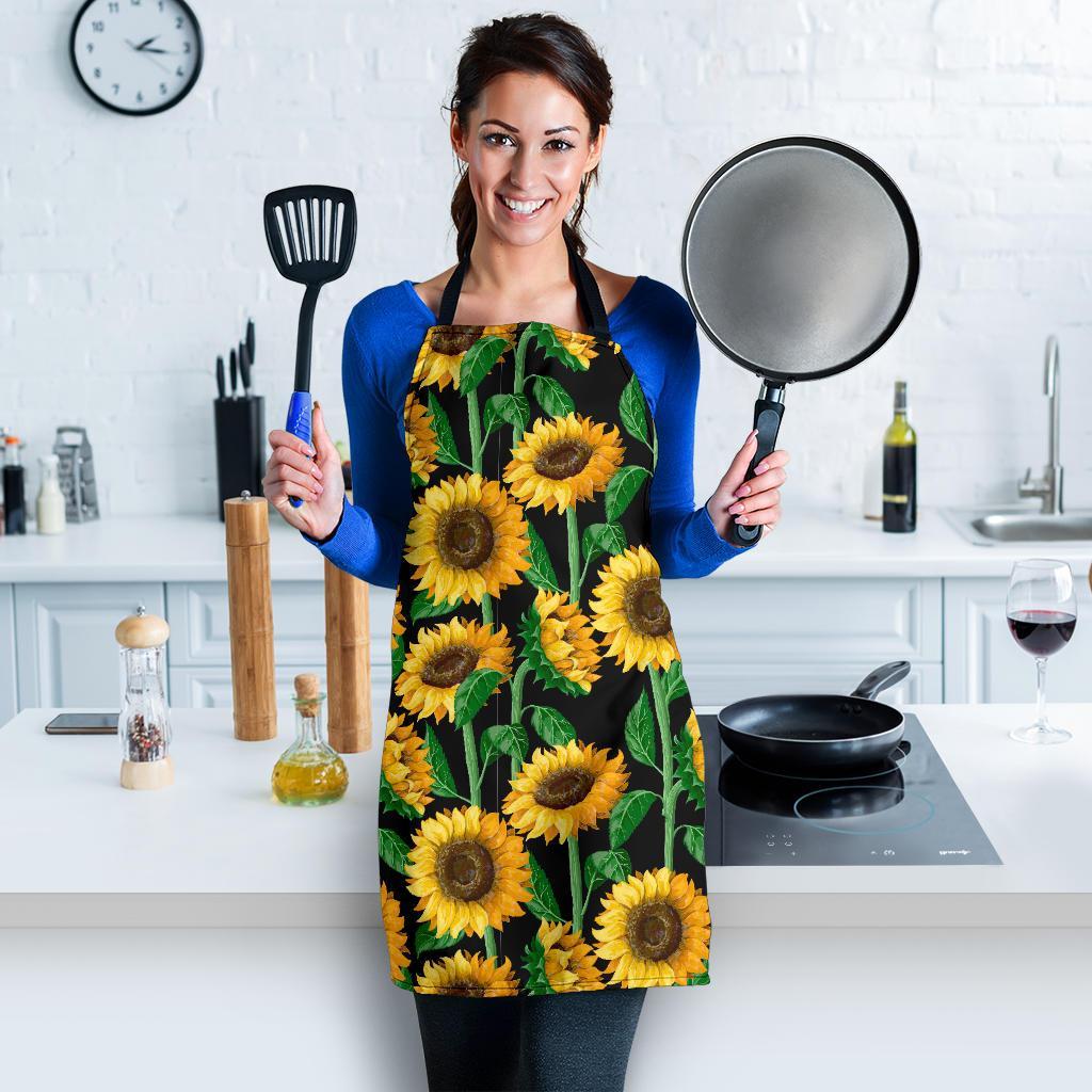 Cartoon Sunflower Pattern Print Women's Apron-grizzshop