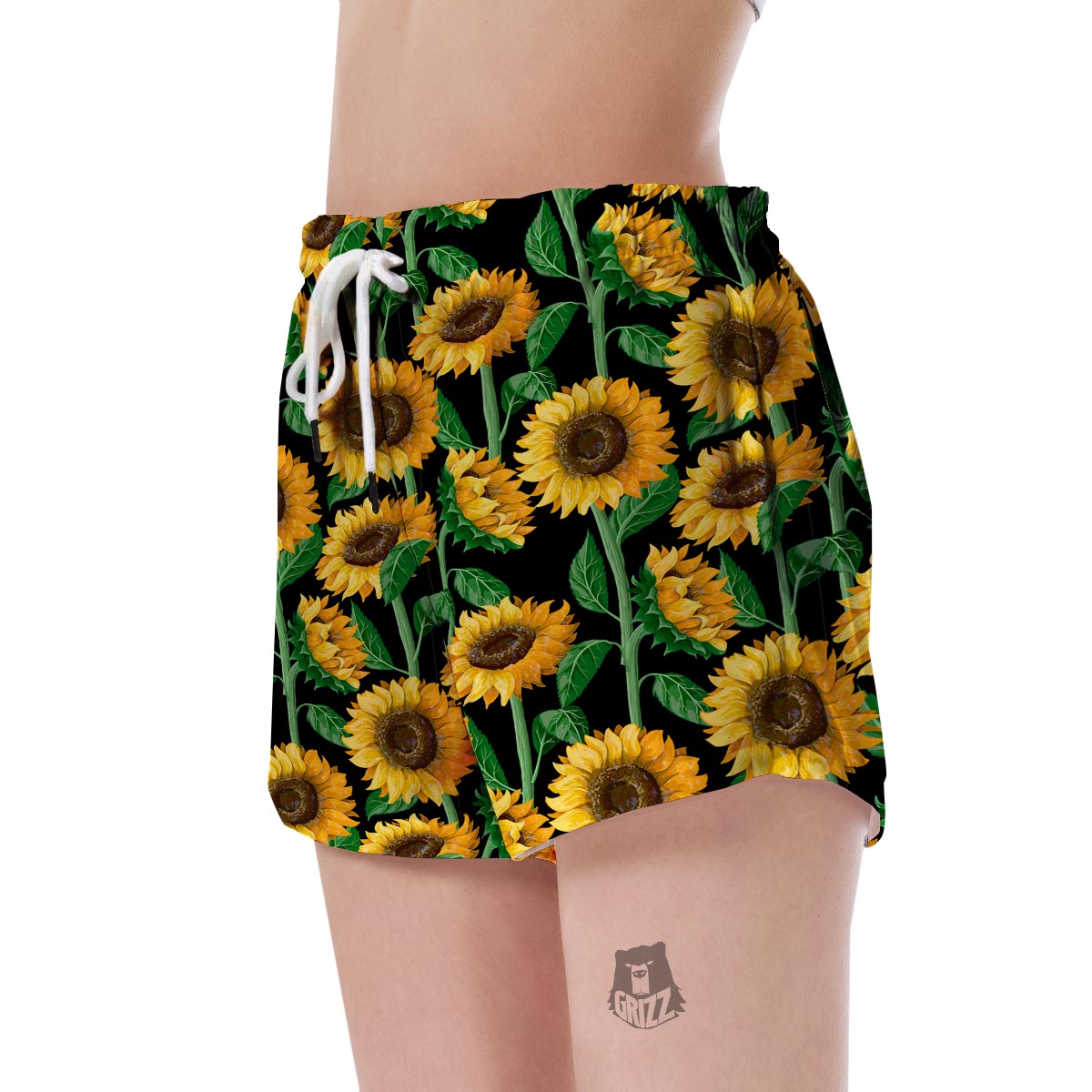 Cartoon Sunflower Pattern Print Women's Shorts-grizzshop