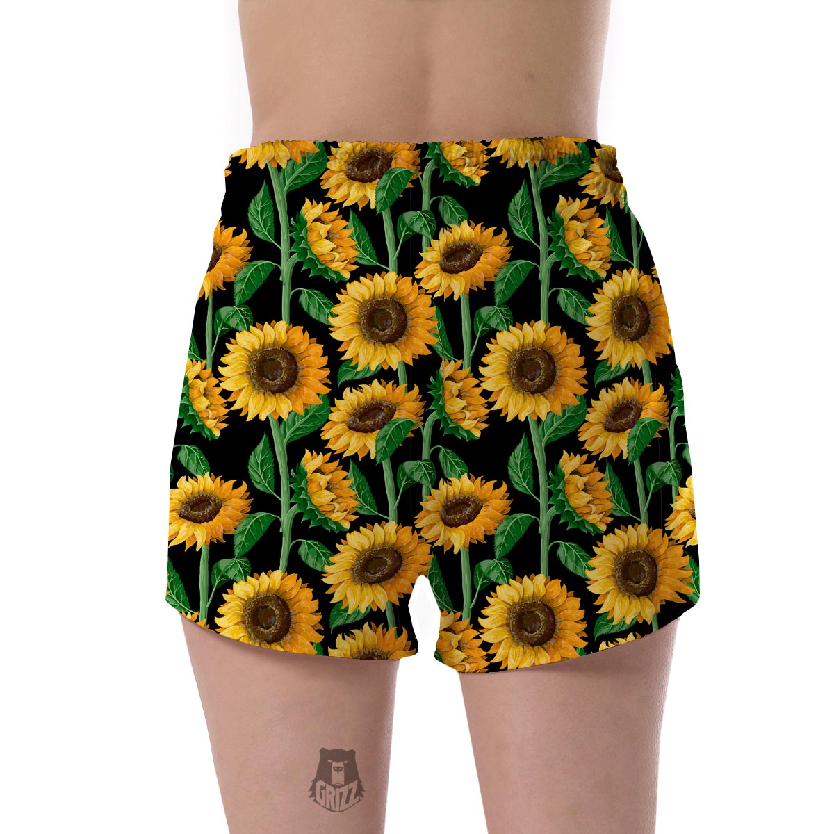 Cartoon Sunflower Pattern Print Women's Shorts-grizzshop