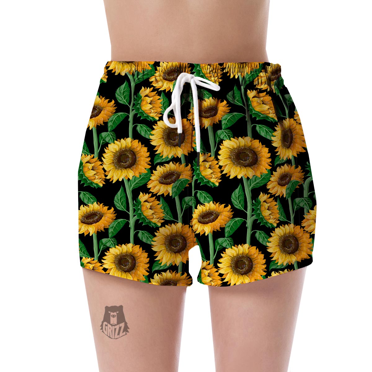 Cartoon Sunflower Pattern Print Women's Shorts-grizzshop