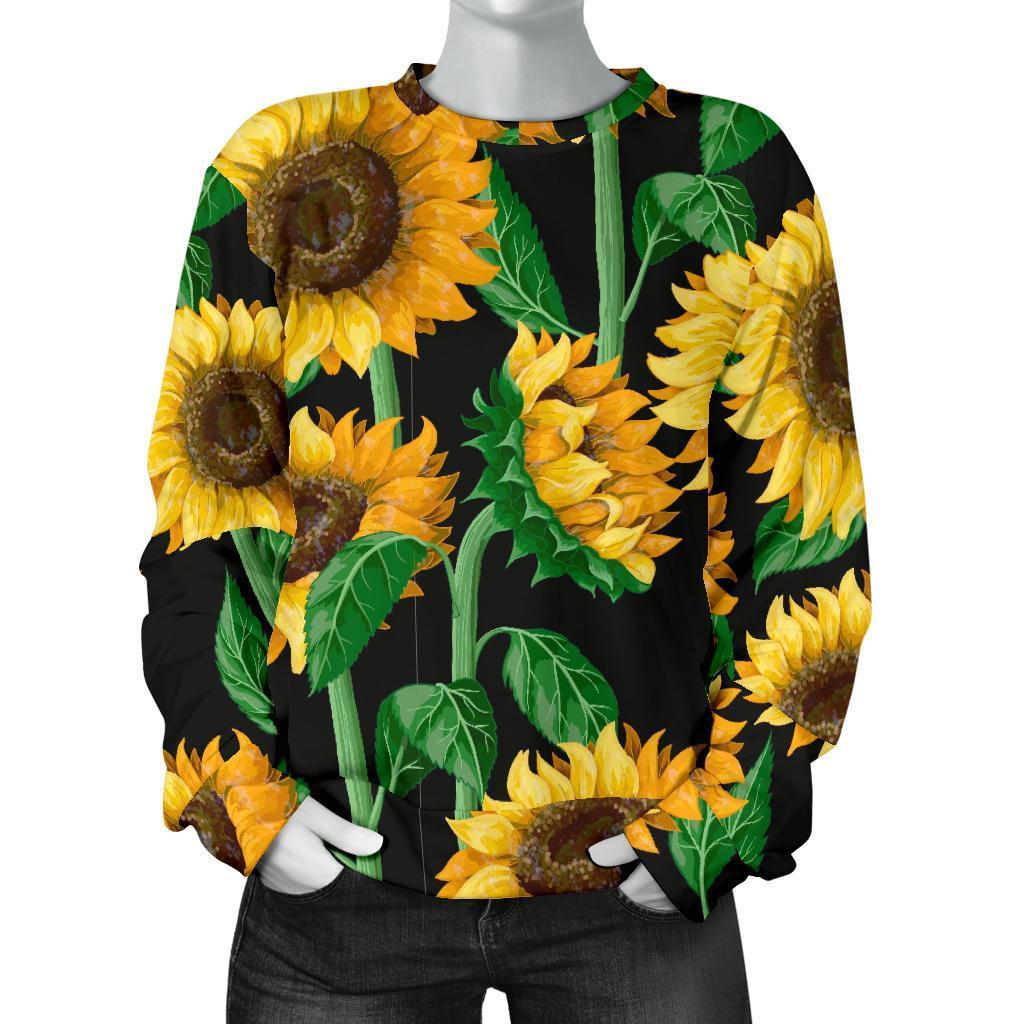 Cartoon Sunflower Pattern Print Women's Sweatshirt-grizzshop