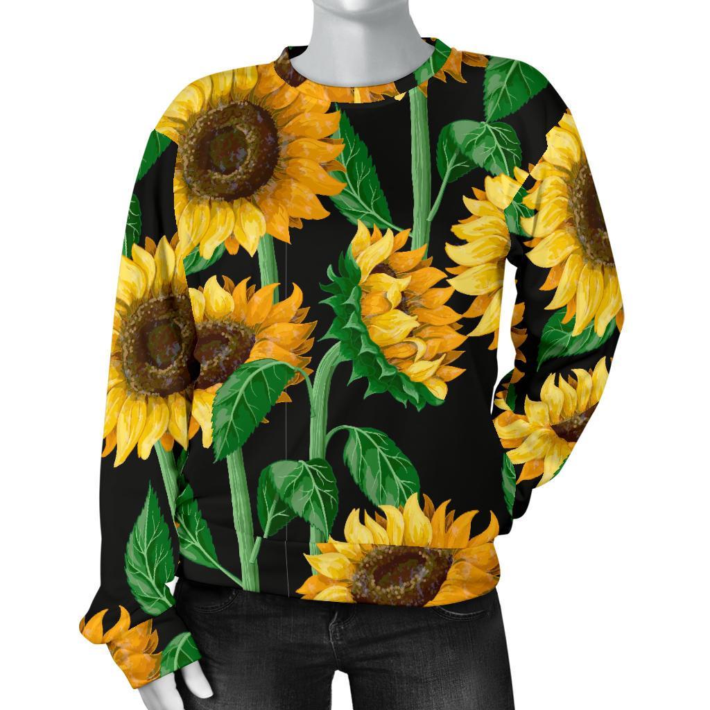 Cartoon Sunflower Pattern Print Women's Sweatshirt-grizzshop