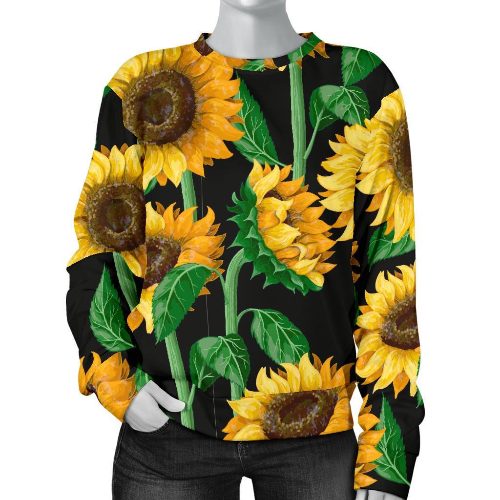 Cartoon Sunflower Pattern Print Women's Sweatshirt-grizzshop