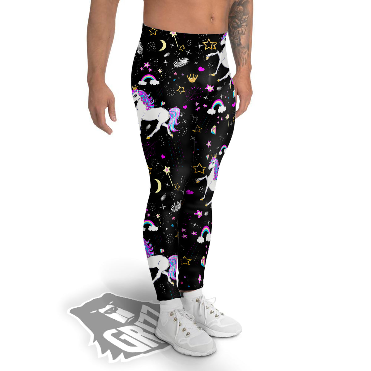 Cartoon Unicorn Dream Print Pattern Men's Leggings-grizzshop