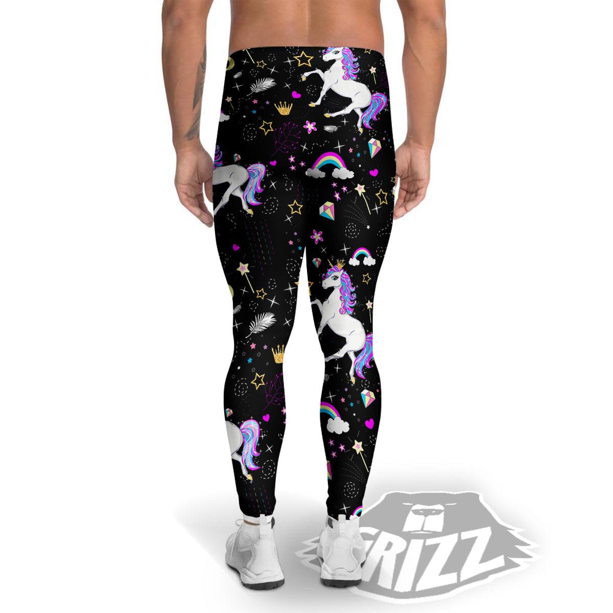 Cartoon Unicorn Dream Print Pattern Men's Leggings-grizzshop