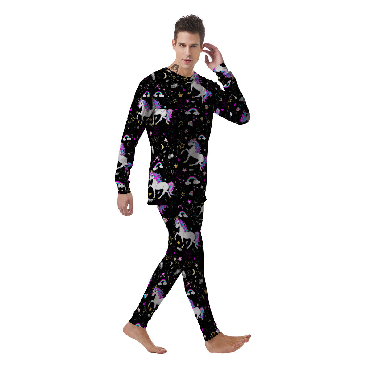 Cartoon Unicorn Dream Print Pattern Men's Pajamas-grizzshop