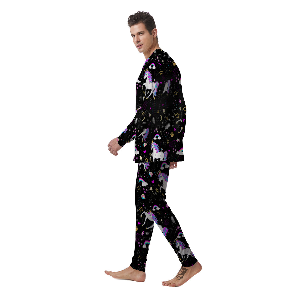 Cartoon Unicorn Dream Print Pattern Men's Pajamas-grizzshop