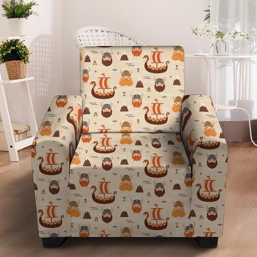 Cartoon Viking Norse Armchair Cover-grizzshop