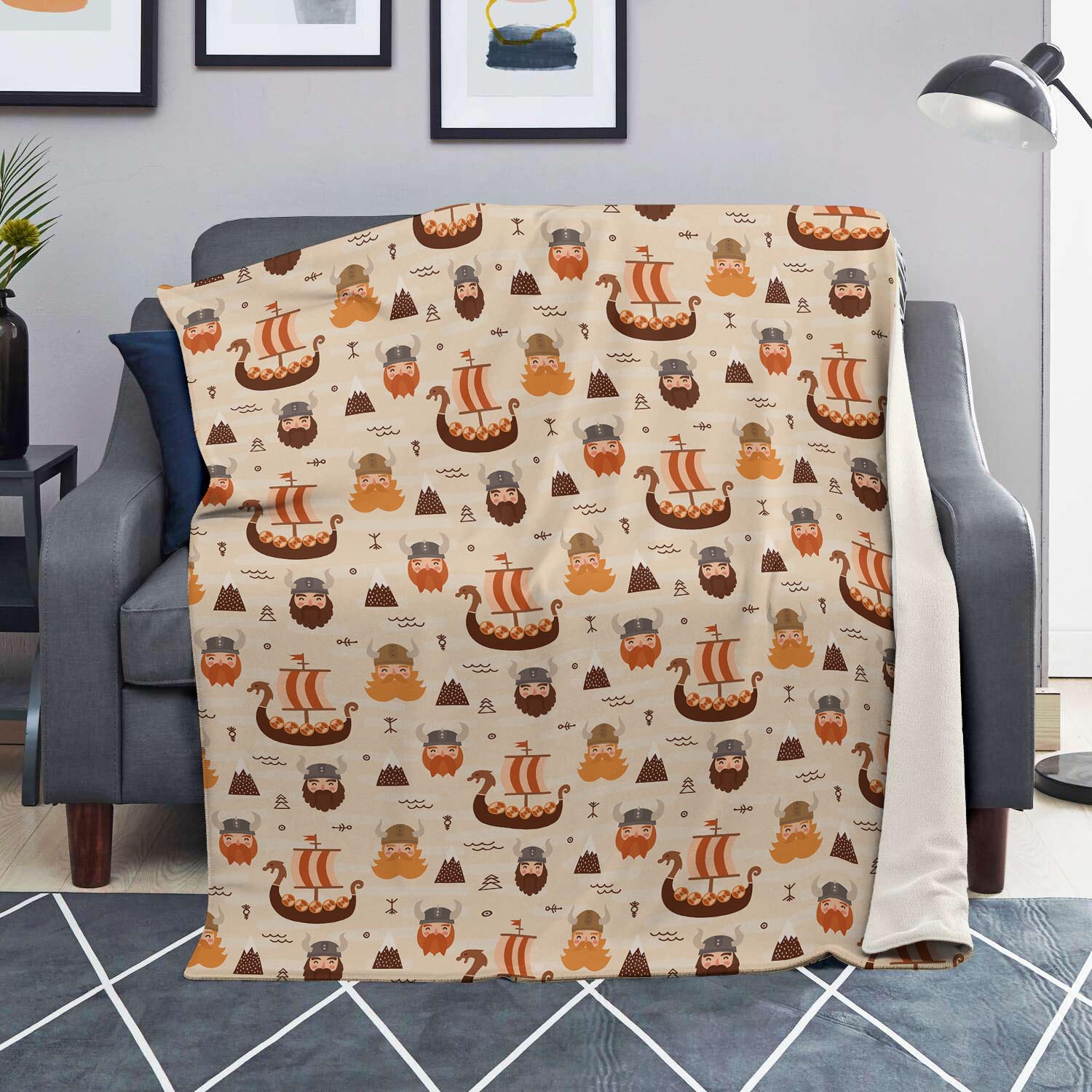 Cartoon Viking Norse Blanket-grizzshop