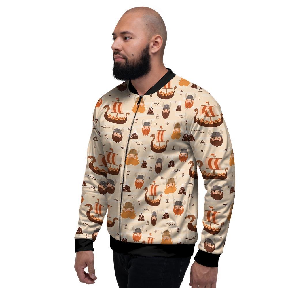 Cartoon Viking Norse Men's Bomber Jacket-grizzshop