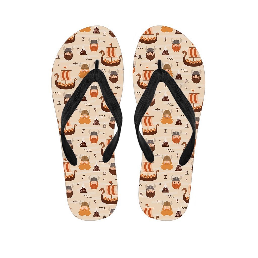 Cartoon Viking Norse Men's Flip Flops-grizzshop