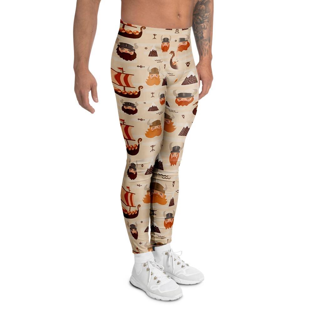 Cartoon Viking Norse Men's Leggings-grizzshop