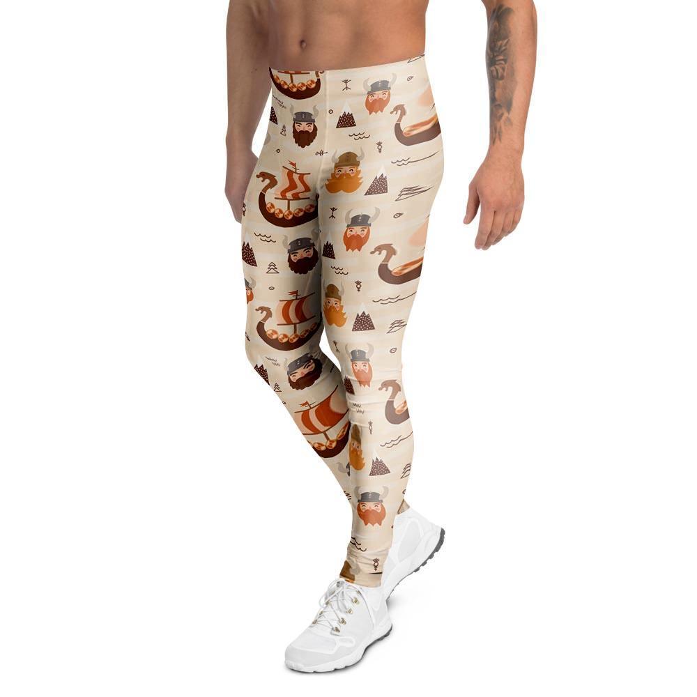 Cartoon Viking Norse Men's Leggings-grizzshop