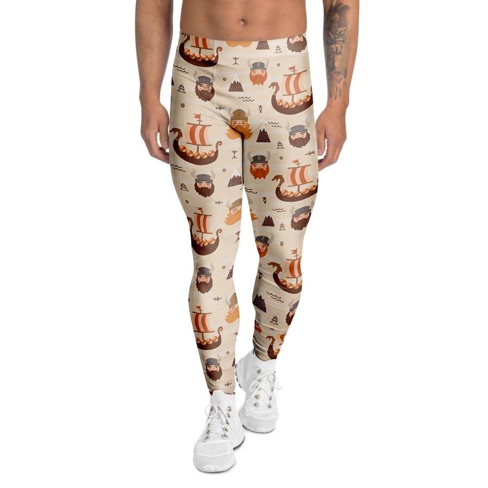 Cartoon Viking Norse Men's Leggings-grizzshop