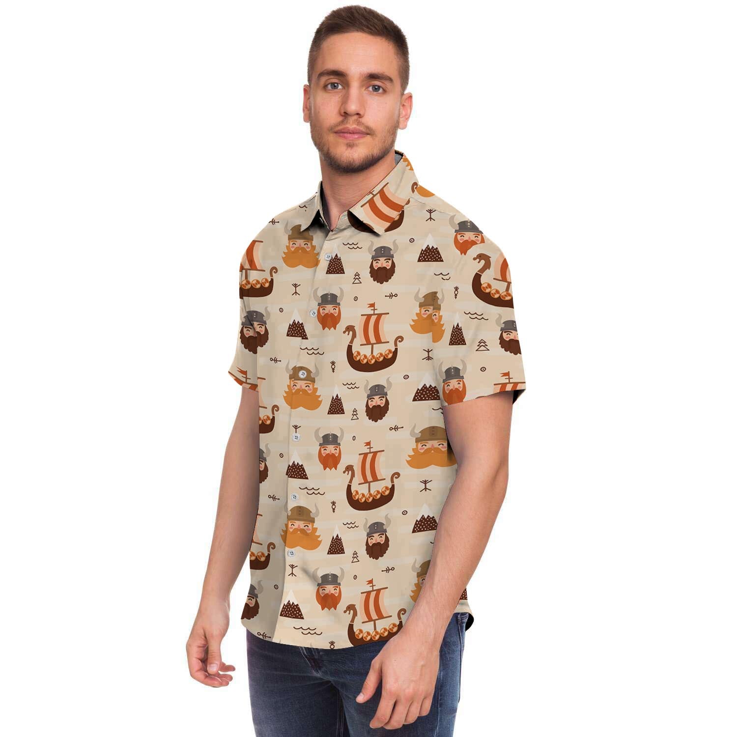 Cartoon Viking Norse Men's Short Sleeve Shirt-grizzshop