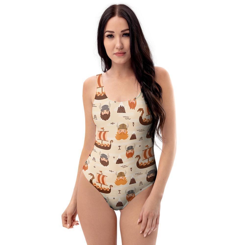 Cartoon Viking Norse One Piece Swimsuite-grizzshop