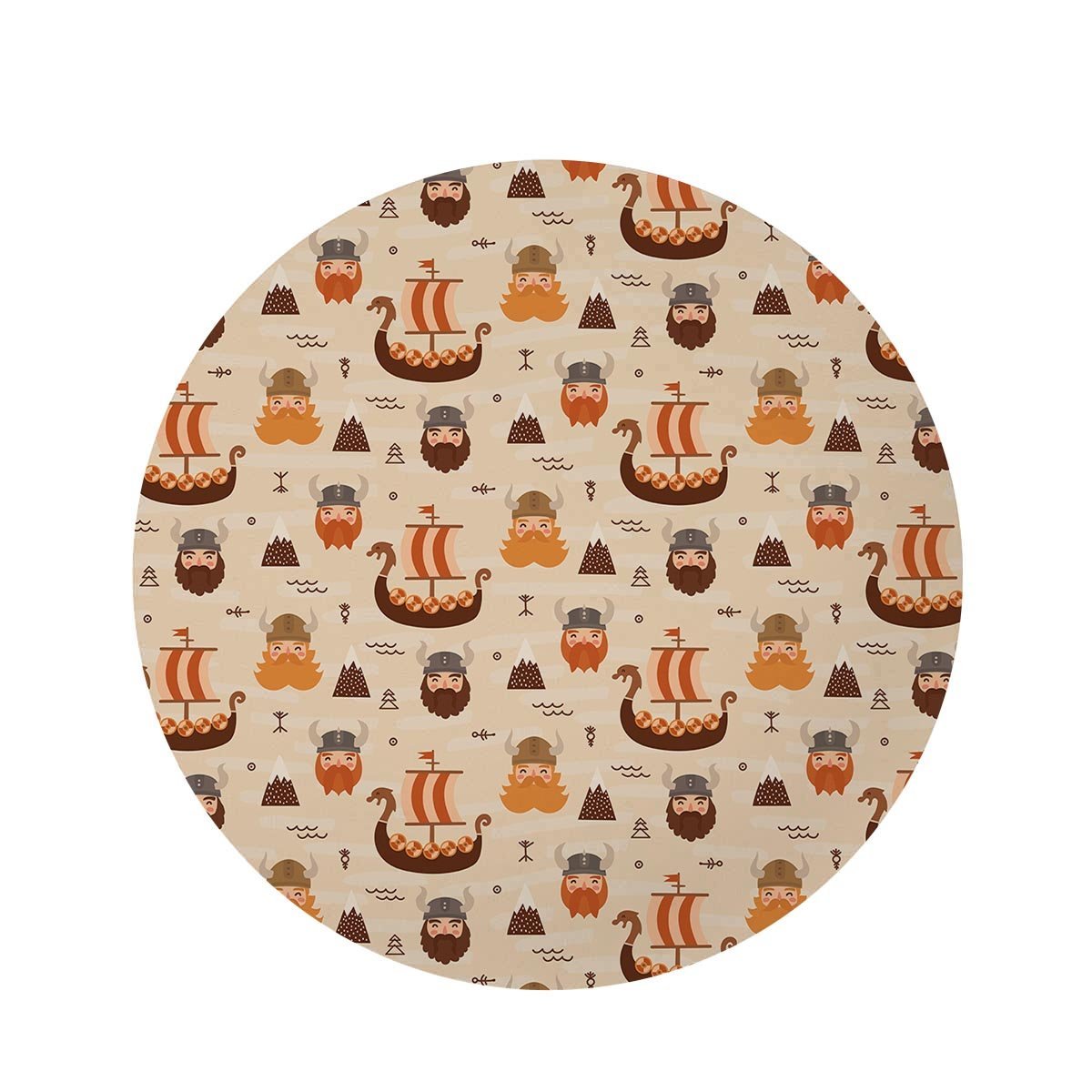 Cartoon Viking Norse Round Rug-grizzshop