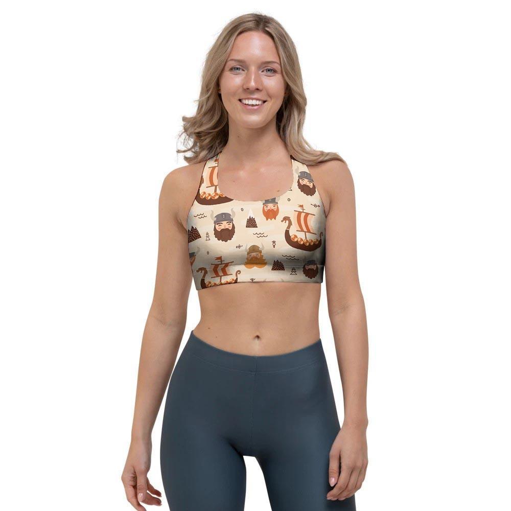 Cartoon Viking Norse Sports Bra-grizzshop