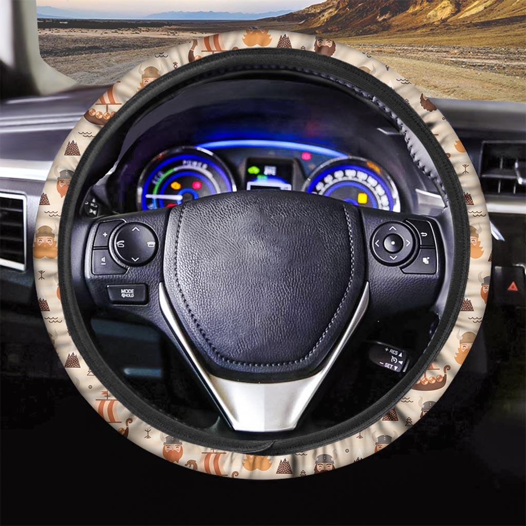 Cartoon Viking Norse Steering Wheel Cover-grizzshop