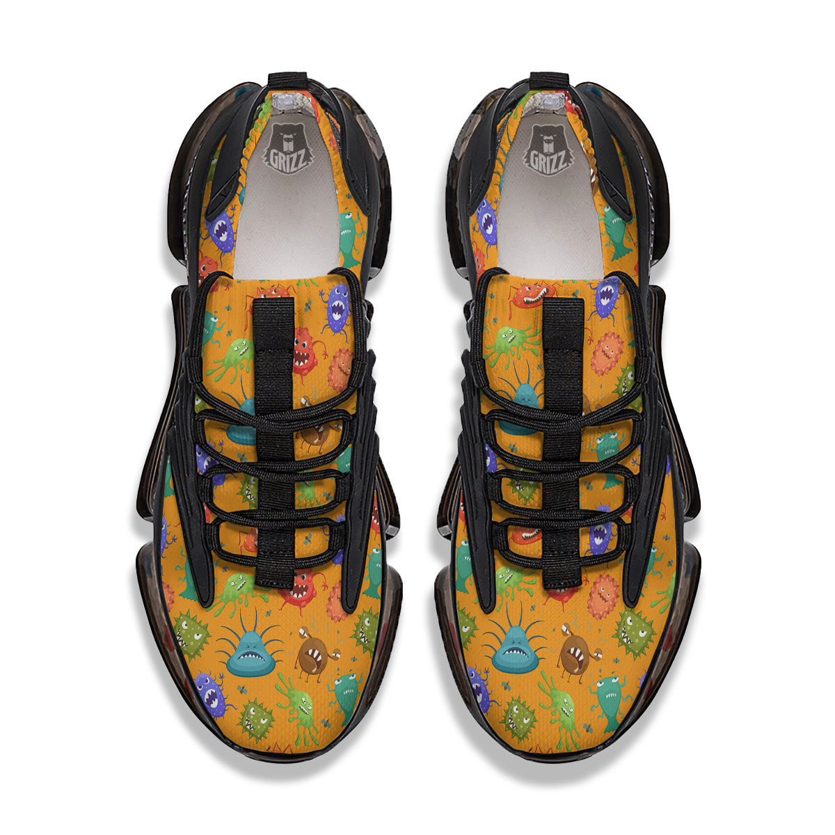 Cartoon Virus Print Pattern Black Gym Shoes-grizzshop