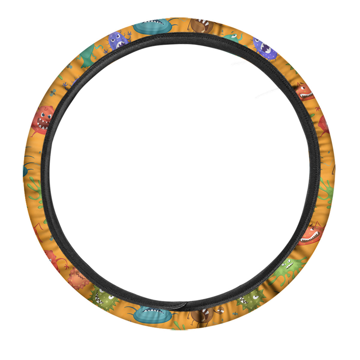 Cartoon Virus Print Pattern Car Steering Wheel Cover-grizzshop