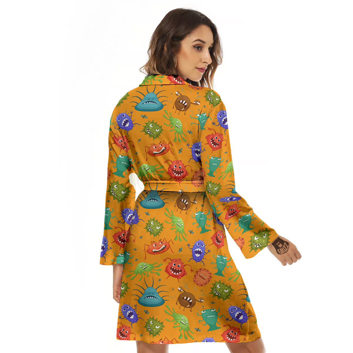 Cartoon Virus Print Pattern Women's Robe-grizzshop