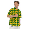 Cartoon Yellow Mango Slice Print Pattern Men's Short Sleeve Shirts-grizzshop