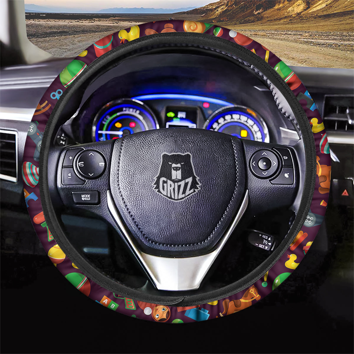 Cartoon toys Colorful Print Pattern Car Steering Wheel Cover-grizzshop