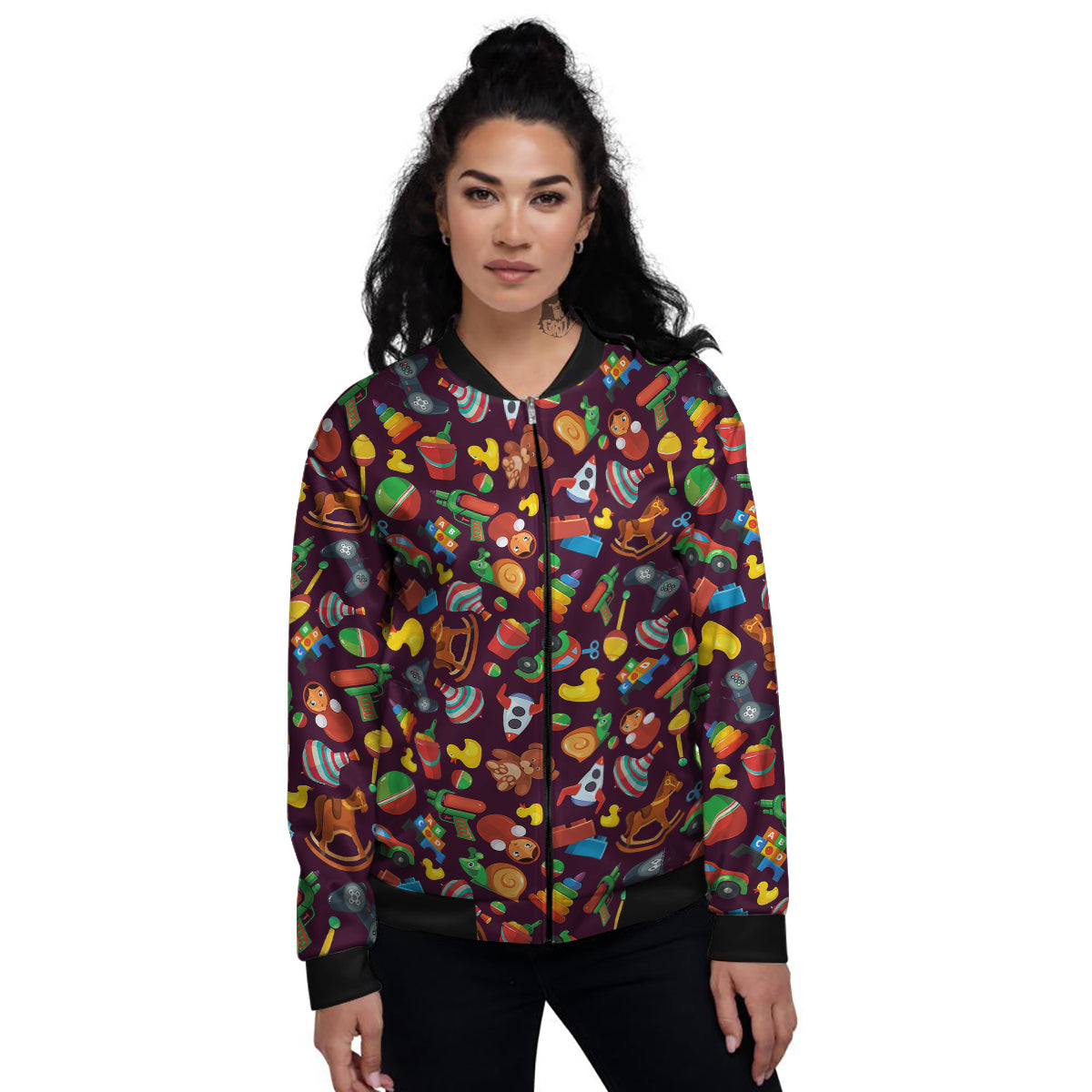 Cartoon toys Colorful Print Pattern Women's Bomber Jacket-grizzshop