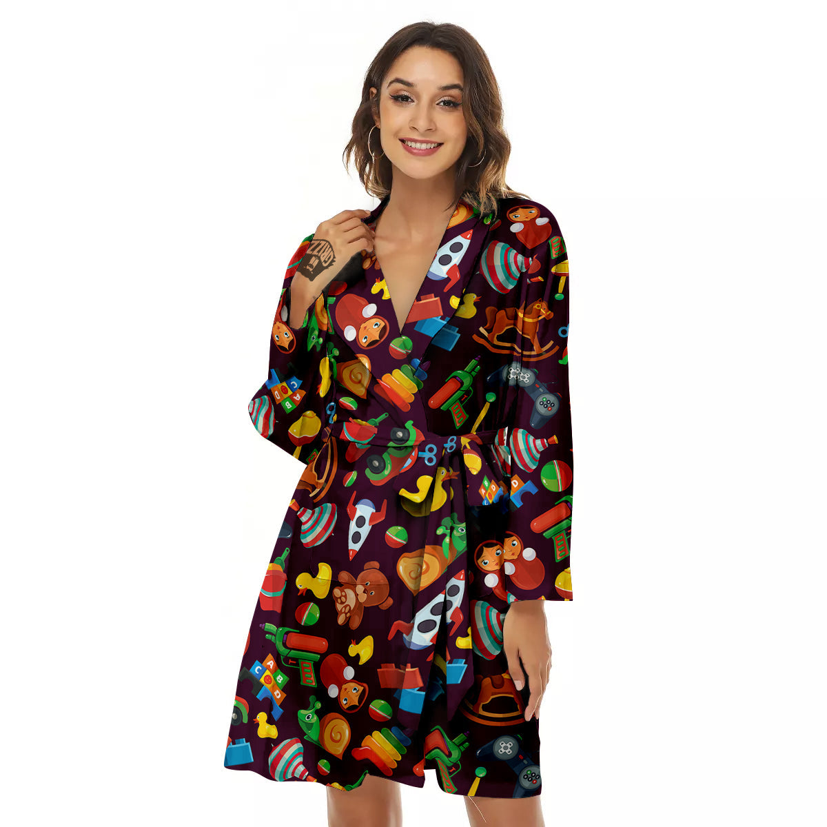 Cartoon toys Colorful Print Pattern Women's Robe-grizzshop