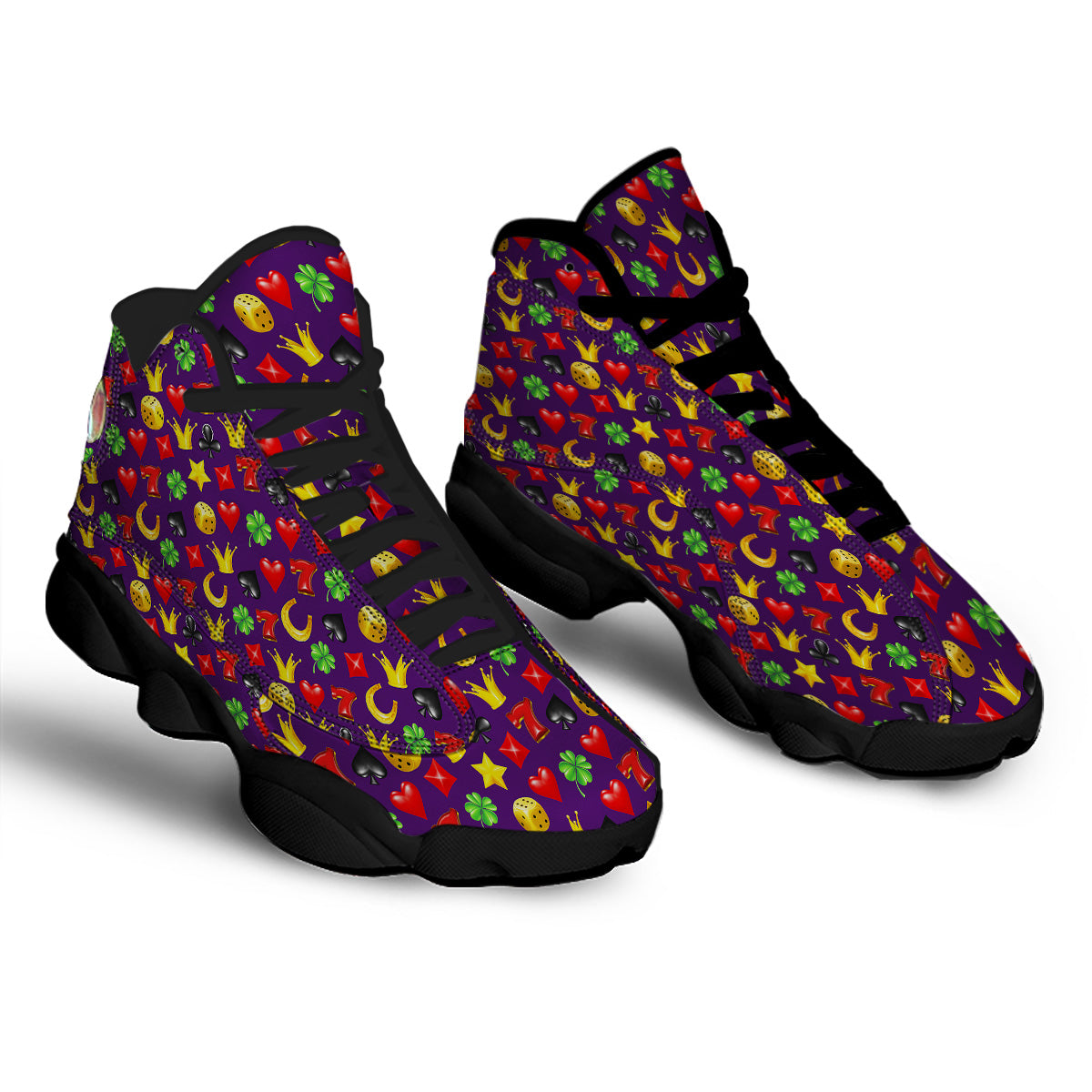 Casino 3D Gambling And Luck Print Pattern Black Basketball Shoes-grizzshop