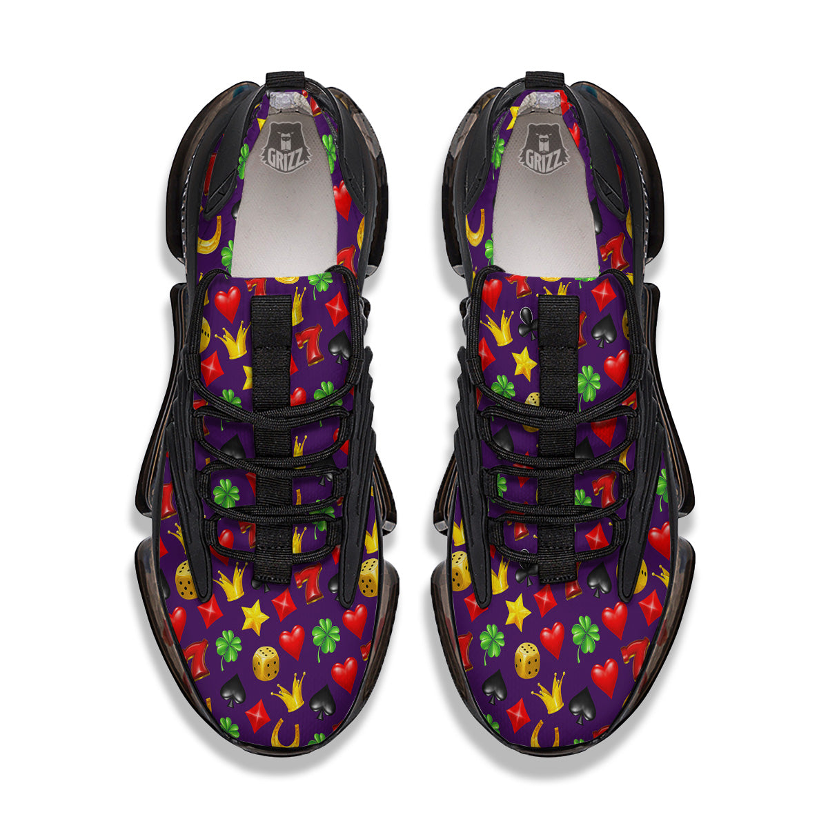 Casino 3D Gambling And Luck Print Pattern Black Gym Shoes-grizzshop