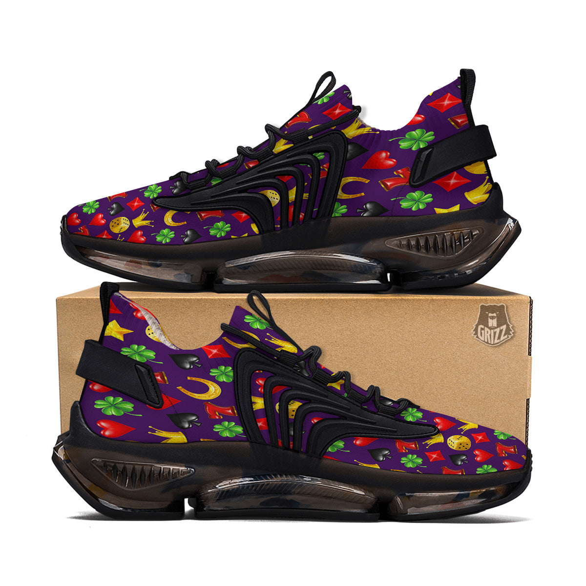 Casino 3D Gambling And Luck Print Pattern Black Gym Shoes-grizzshop