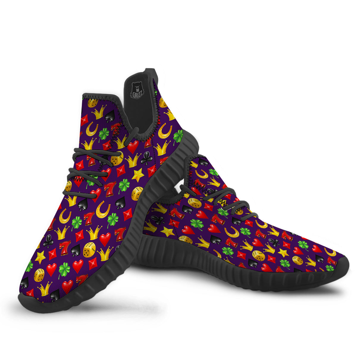 Casino 3D Gambling And Luck Print Pattern Black Walking Shoes-grizzshop