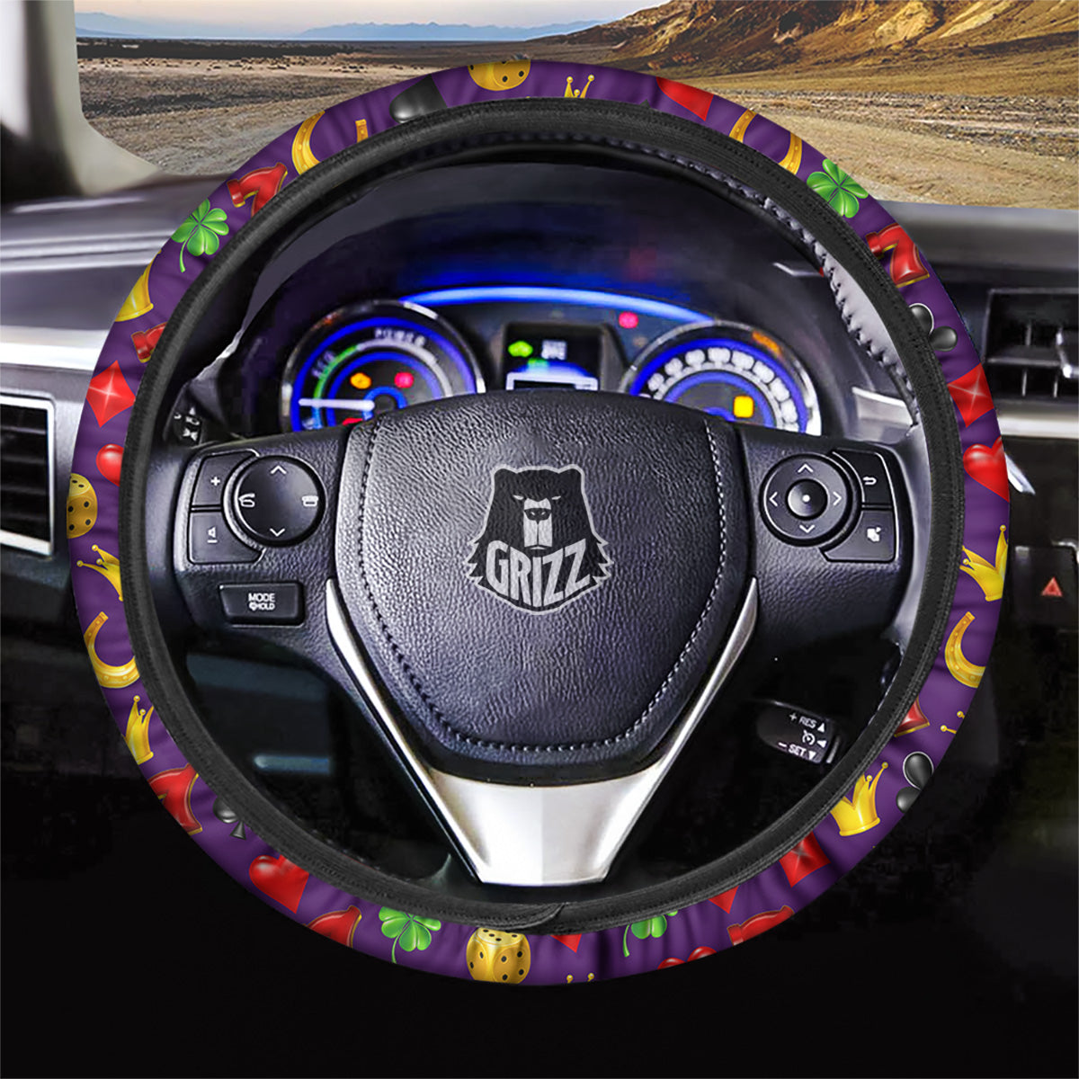 Casino 3D Gambling And Luck Print Pattern Car Steering Wheel Cover-grizzshop