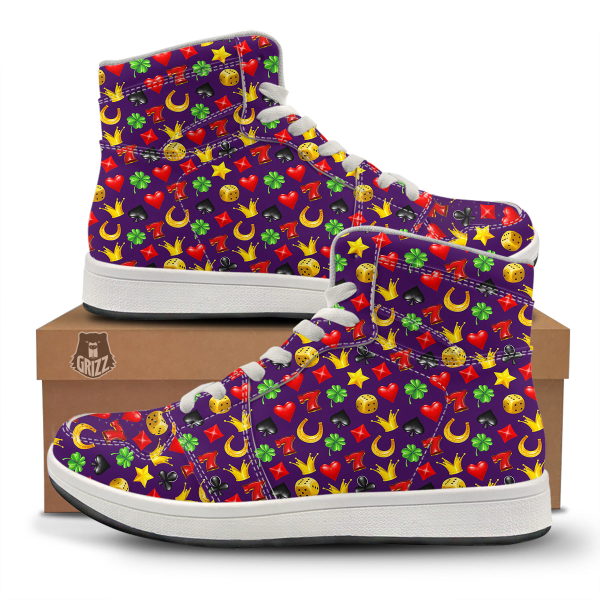 Casino 3D Gambling And Luck Print Pattern High Top Sneakers-grizzshop