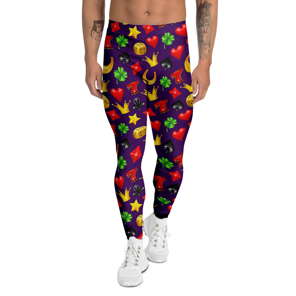 Casino 3D Gambling And Luck Print Pattern Men's Leggings-grizzshop