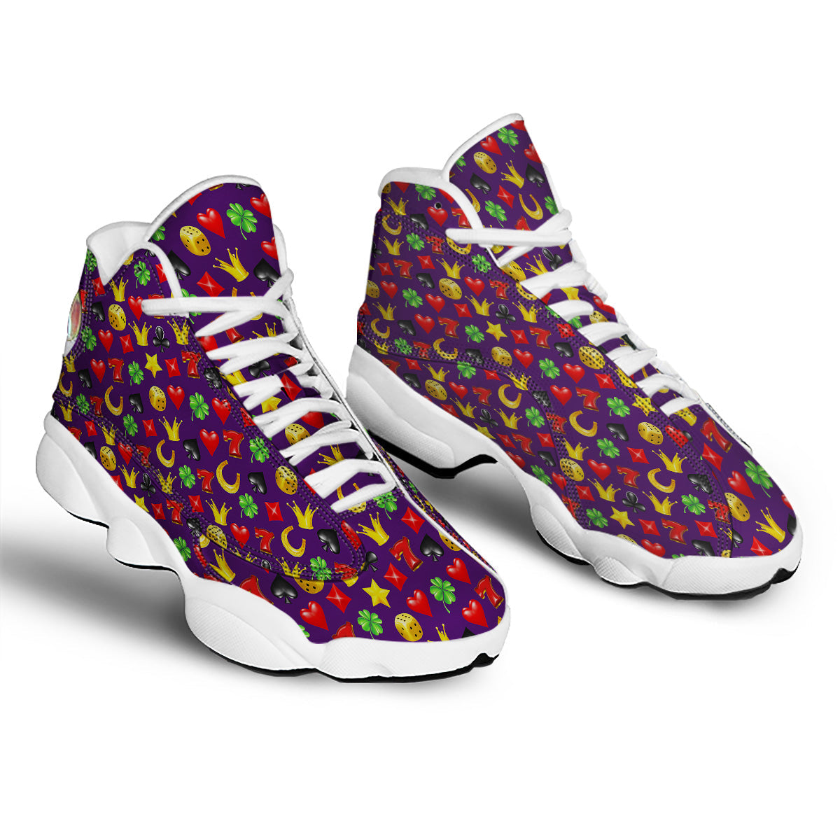 Casino 3D Gambling And Luck Print Pattern White Basketball Shoes-grizzshop