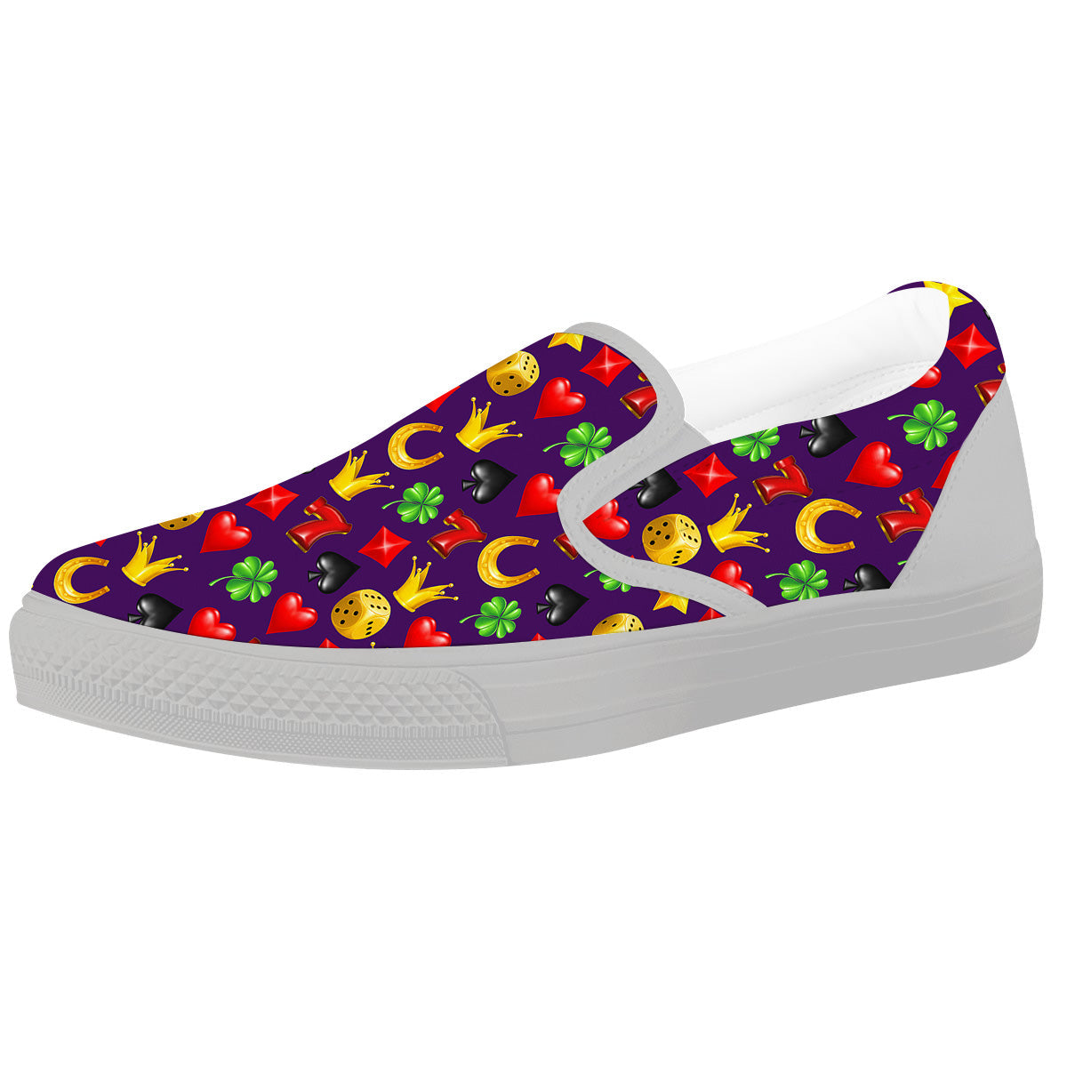 Casino 3D Gambling And Luck Print Pattern White Slip On Shoes-grizzshop