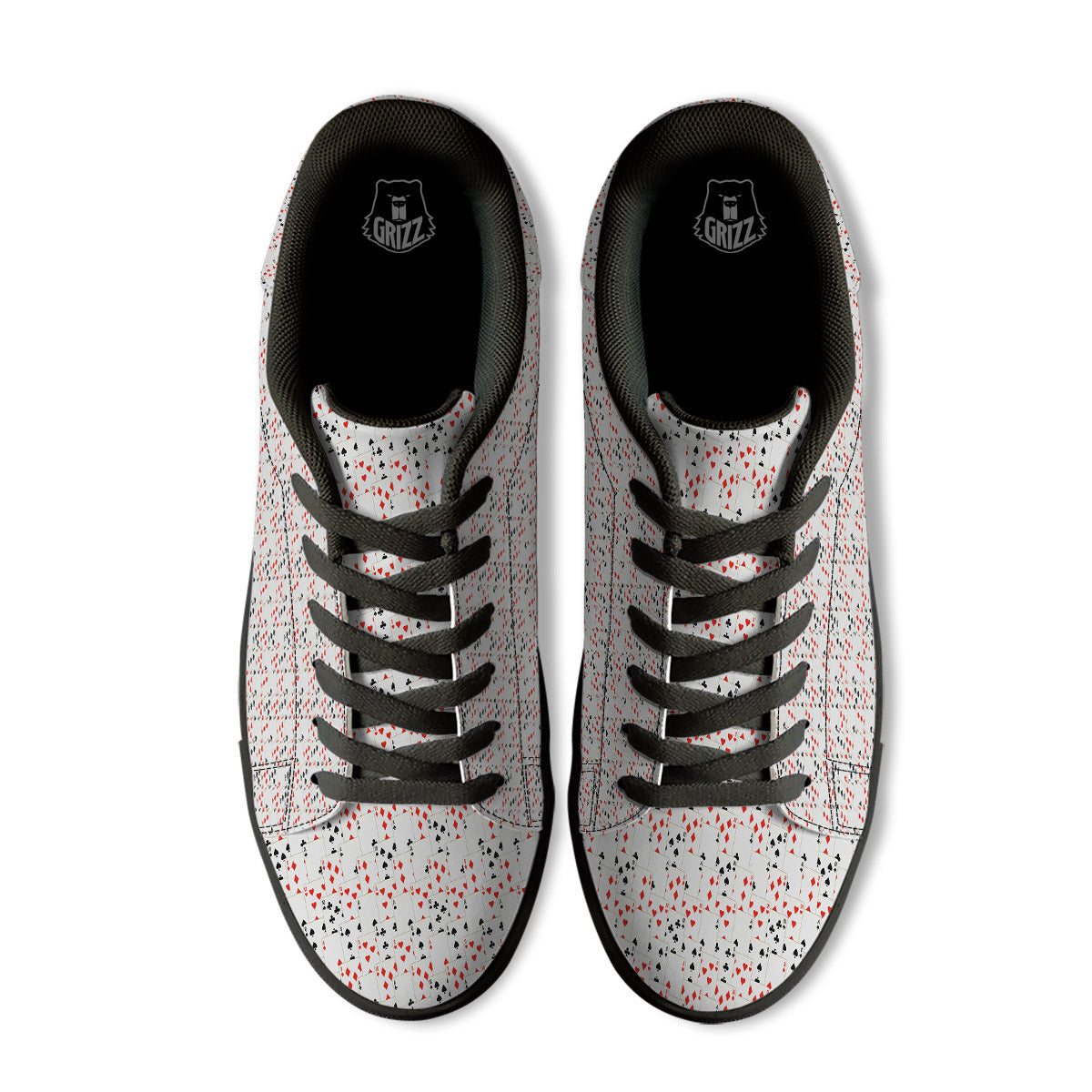 Casino Card Cartoon Print Pattern Black Low Top Sneakers-grizzshop