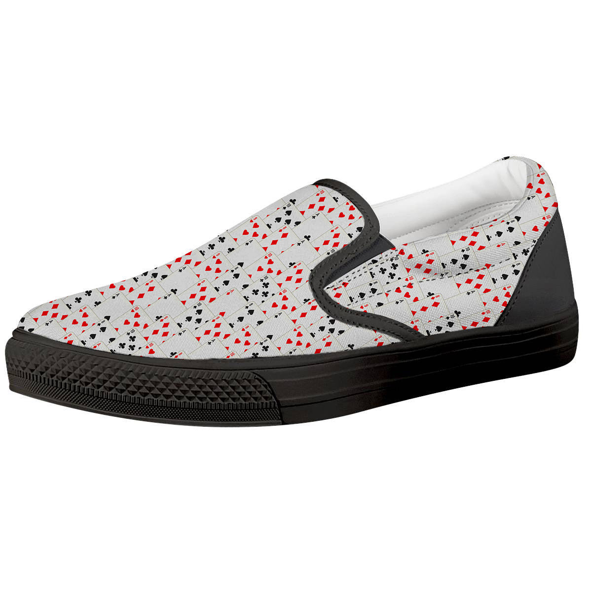 Casino Card Cartoon Print Pattern Black Slip On Shoes-grizzshop
